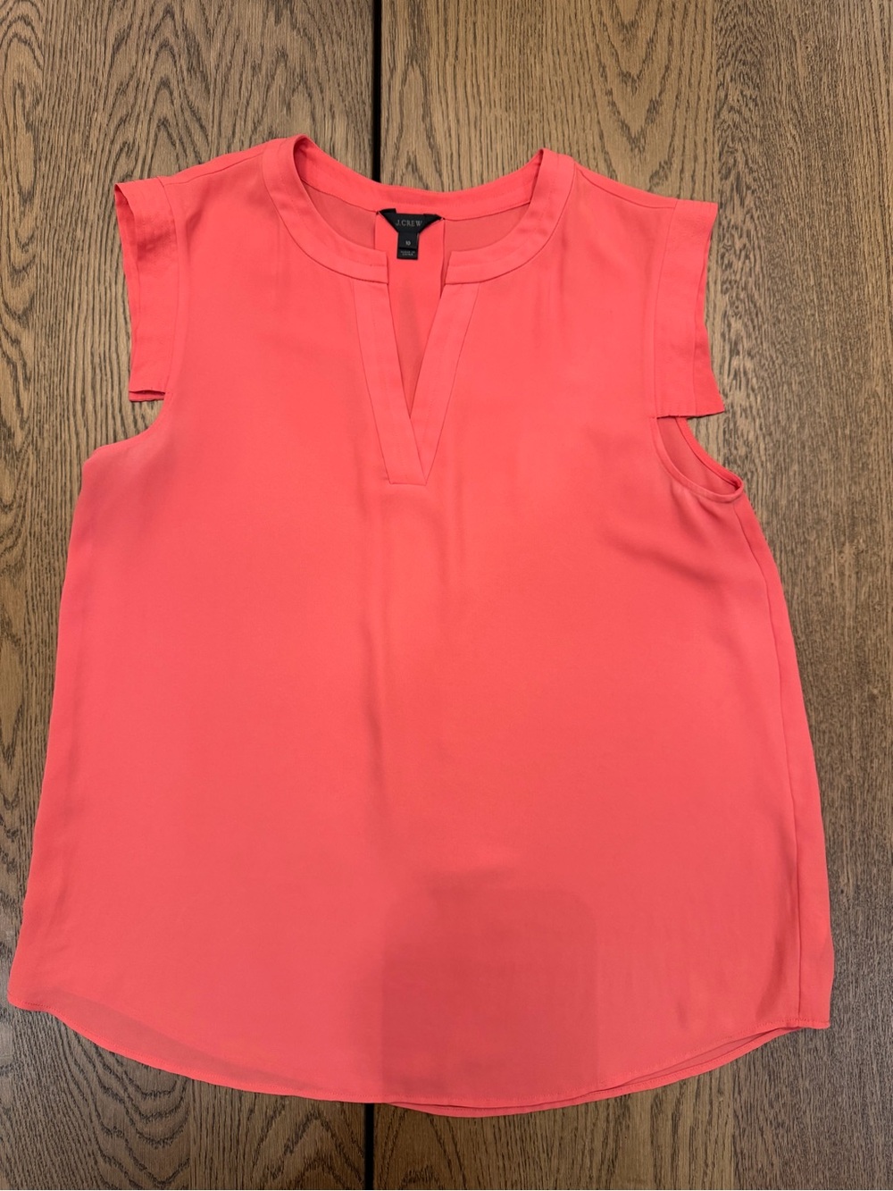J. Crew Coral Split-Neck Sleeveless Blouse
